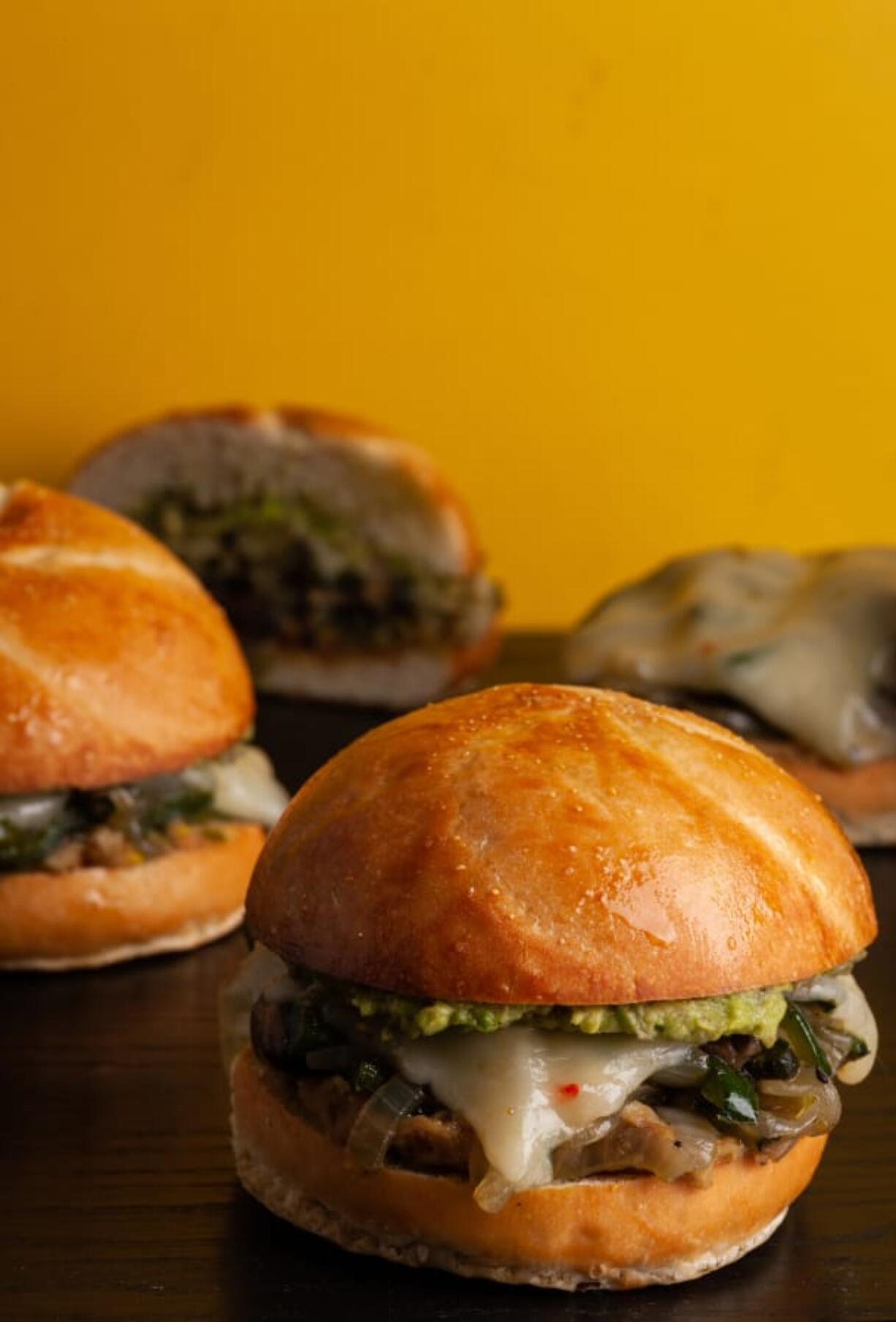 Mushroom Poblano and Refried Bean Tortas (Goran Kosanovic for The Washington Post)