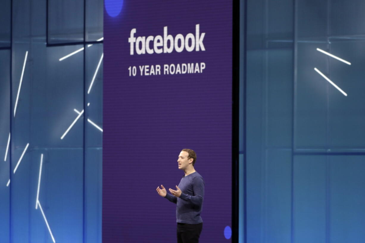 Facebook CEO Mark Zuckerberg makes the keynote speech at F8, Facebook’s developer conference in San Jose, Calif., on May 1.