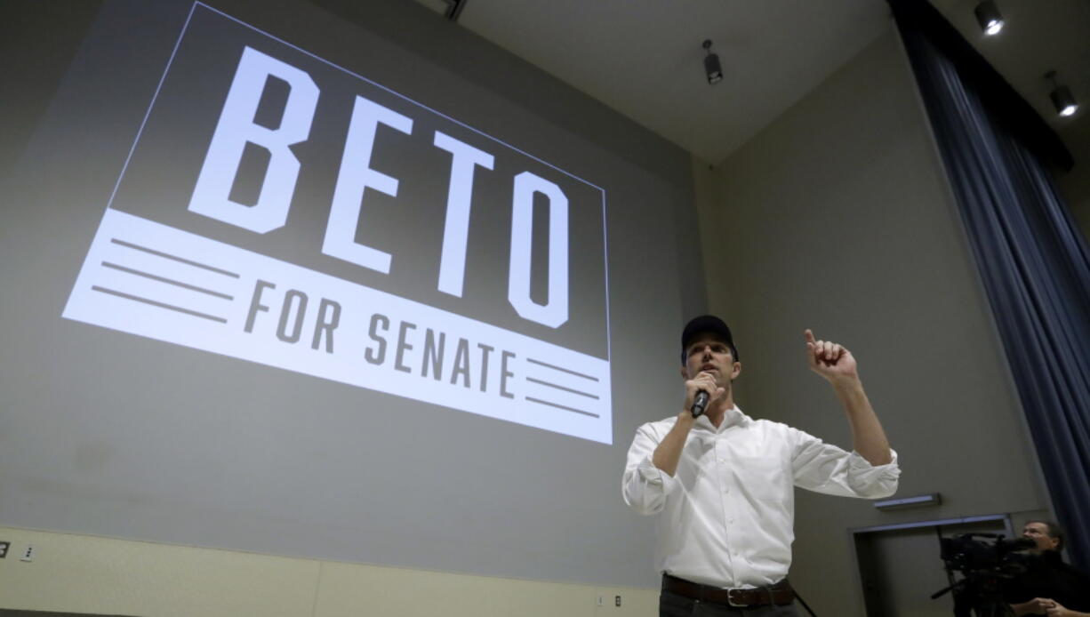 Democratic Senate candidate Rep. Beto O’Rourke makes a campaign stop at Austin Community College Eastview, in Austin, Texas. O’Rourke has risen to national prominence on a workaday image that aligns closely with his politics but not his family’s actual finances.