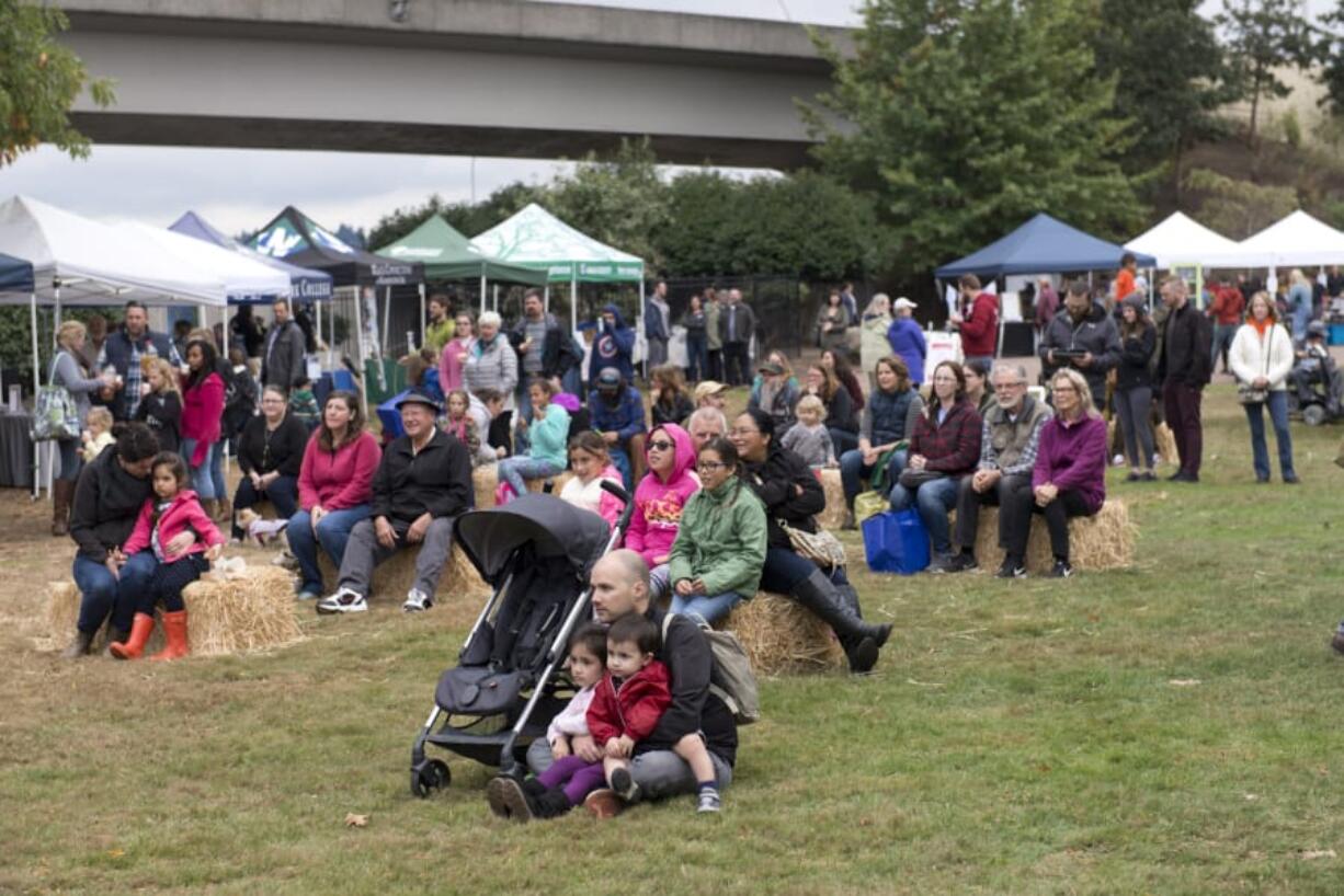 Old Apple Tree Festival attendees take in a performance by Portland-based ragtime band The Juleps on Saturday at Vancouver’s Old Apple Tree Park.