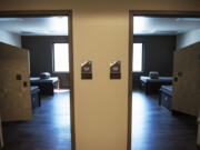 Patient rooms are seen at Rainier Springs behavioral health hospital. The aura the hospital wants to exude during treatment is one of comfort. Below: Rainier Springs is the first mental health and substance use facility in Clark County that is open to everyone, regardless of insurance type.