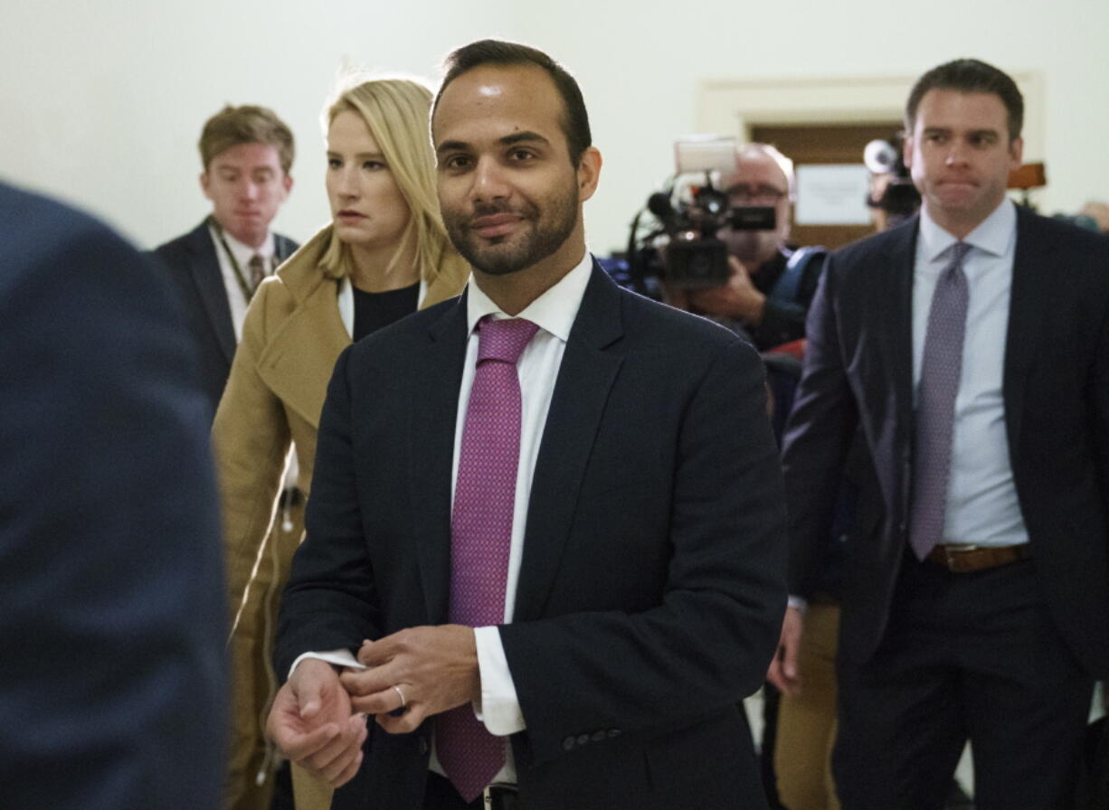 George Papadopoulos, the former Trump campaign adviser who triggered the Russia investigation, arrives for his first appearance before congressional investigators, on Capitol Hill in Washington on Thursday.