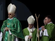 Pope Francis, center, arrives to celebrate a Mass for the opening of a synod, a meeting of bishops, in St. Peter’s Square, at the Vatican, Wednesday, Oct. 3, 2018. The synod is bringing together 266 bishops from five continents for talks on helping young people feel called to the church at a time when church marriages and religious vocations are plummeting in much of the West.