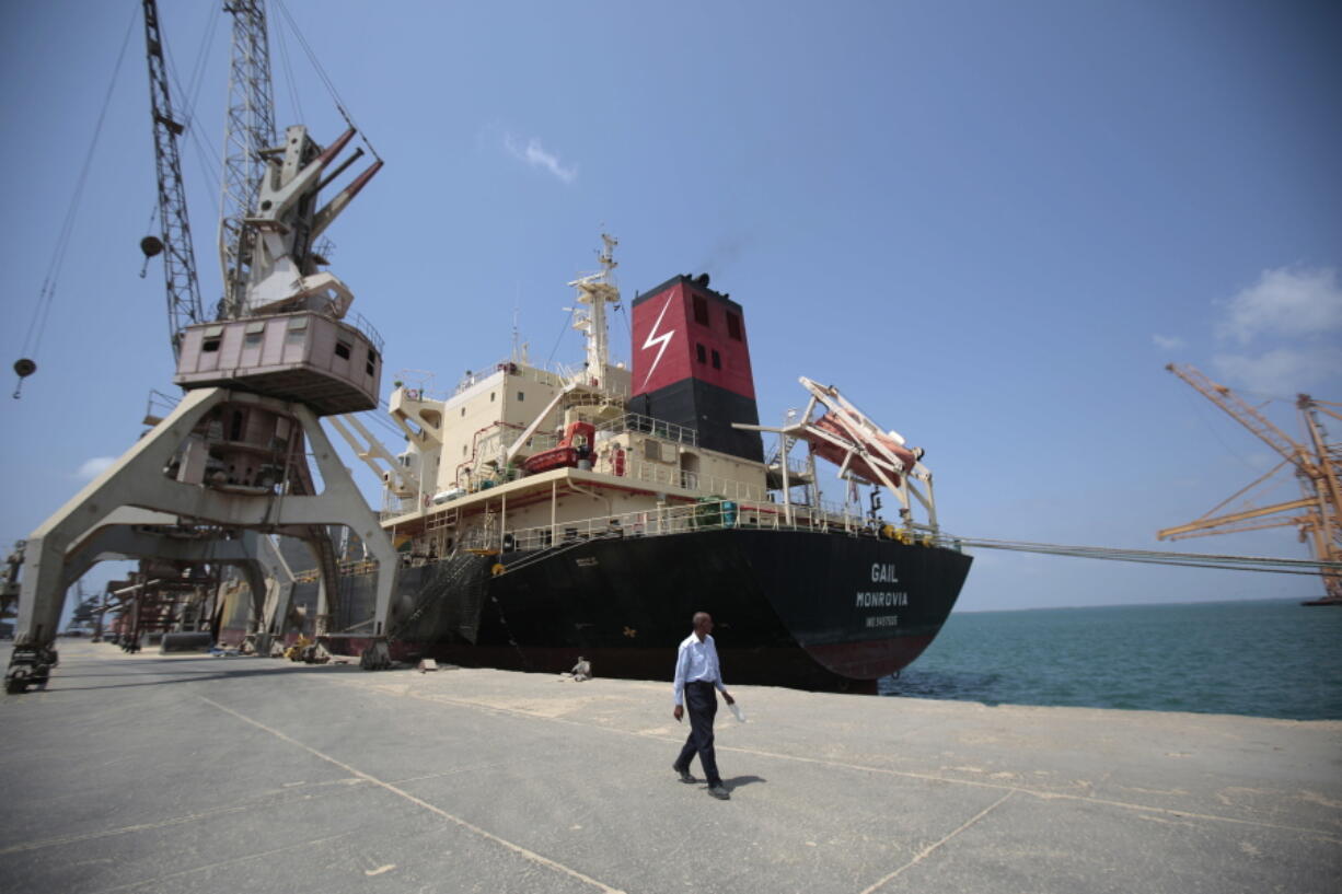 A cargo ship is docked at the port, in Hodeida, Yemen. With US backing, the United Arab Emirates and its Yemeni allies have restarted their all-out assault on Yemen’s port city of Hodeida, aiming to wrest it from rebel hands. Victory here could be a turning point in the 3-year-old civil war, but it could also push the country into outright famine. Already, the fighting has been a catastrophe for civilians on the Red Sea coast.