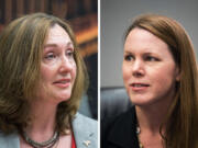 Vancouver City Council, position 1 candidates are incumbent Laurie Lebowsky, left, and Sarah Fox.