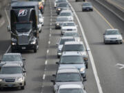 Traffic is seen heading north in Portland on Interstate 5.