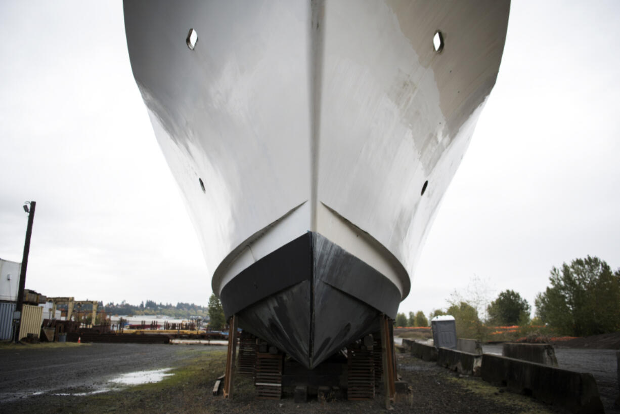 A seemingly abandoned yacht has been sitting along Southeast Hidden Way in the Columbia Business Center for at least 15 years.