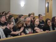 Family and friends of Hartley Anderson gather for the first appearance of Ryan M. Burge, who is suspected of killing the 5-year-old, at the Clark County Courthouse on Monday morning, Nov. 5, 2018.