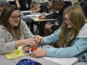 Washougal: Heather Eldridge, left, with her daughter, Olivia Eldridge, at Canyon Creek Middle School’s seventh annual Take Your Parent to School Day.