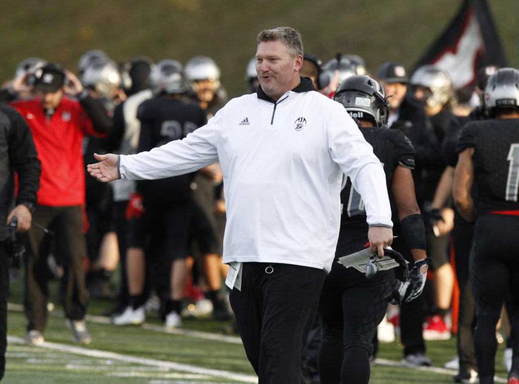 Union head coach Rory Rosenbach during game against Puyallup.