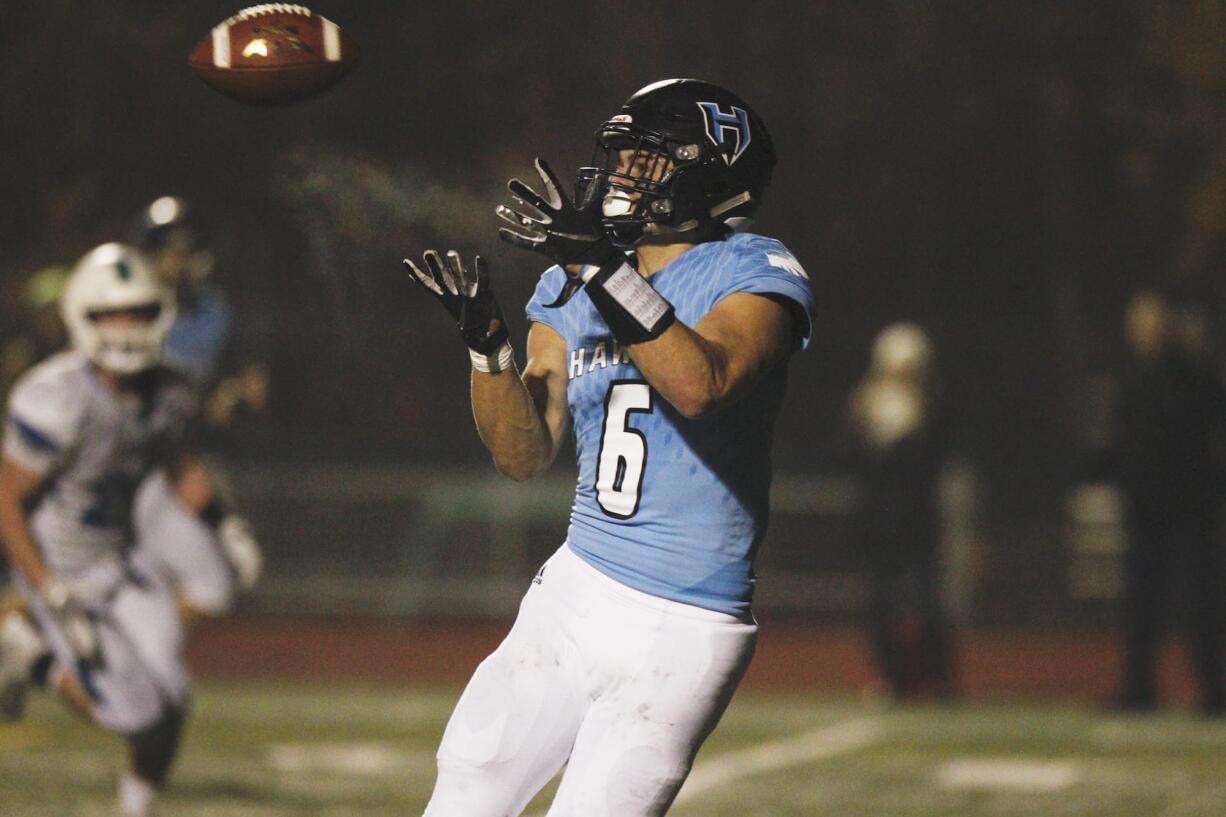 Hockinson tight end Nick Frichtl catches a touchdown pass against Liberty.