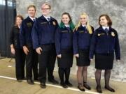 Woodland: Chapter coach Mary Ellen Vetter, from left, Cooper Kaml, Jacob Laddusaw, Elisabeth Patnode, Megan Shubert and Jennifer Parkhill of Woodland High School’s floriculture team, which placed eighth in the nation at the National Future Farmers of America Convention held in Indianapolis, Ind.