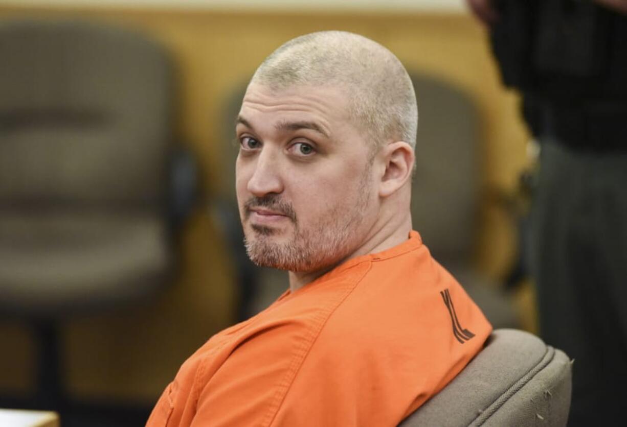 Brent Luyster is pictured in Clark County Superior Court after being sentenced to life in prison without the possibility of release on Dec. 15, 2017.