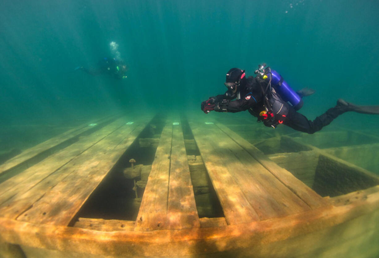 California’s first maritime heritage underwater trail showcases historic recreational boats and barges that have sunk to the bottom of Emerald Bay in Lake Tahoe.