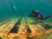 California’s first maritime heritage underwater trail showcases historic recreational boats and barges that have sunk to the bottom of Emerald Bay in Lake Tahoe.