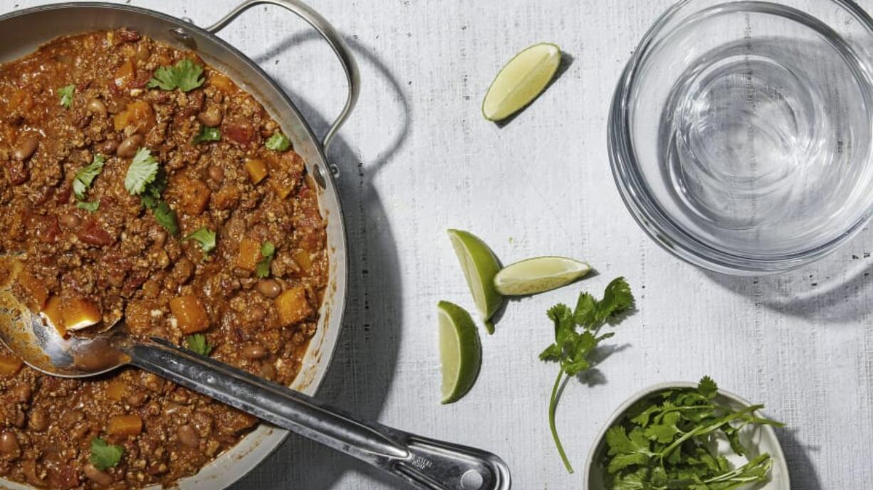 Turkey and Butternut Squash Chili marries cold-weather squash with bold and spicy ingredients to offset the mellow sweetness of squash and bring out its savory side.