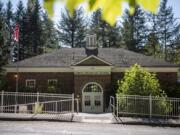 The original brick building from 1932 still houses four classes at Green Mountain School, a K-8 school district outside of Woodland, seen in October.