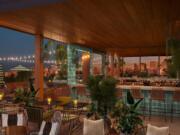 Rendering of rooftop bar at Life House Little Havana.