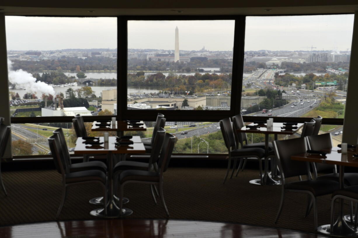 A view of Washington from a revolving restaurant in Crystal City, Va. Some of the industries that have defined New York City and the Washington area will face increased competition for talent when Amazon sets up shop in their territory, with plans to hire 50,000 new workers amid the tightest job market in decades.