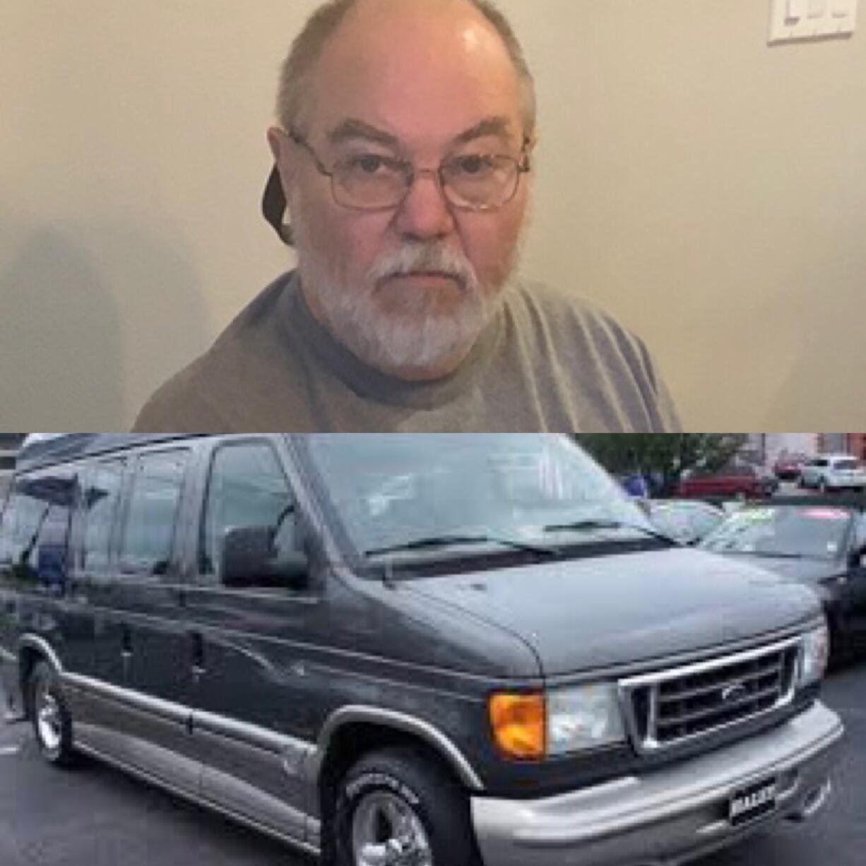 The Clark County Sheriff's Office said James Henson was last seen Monday, when he told his daughter he wanted to go camping near Cougar. Henson is believed to be driving an Econoline van similar to the one pictured.