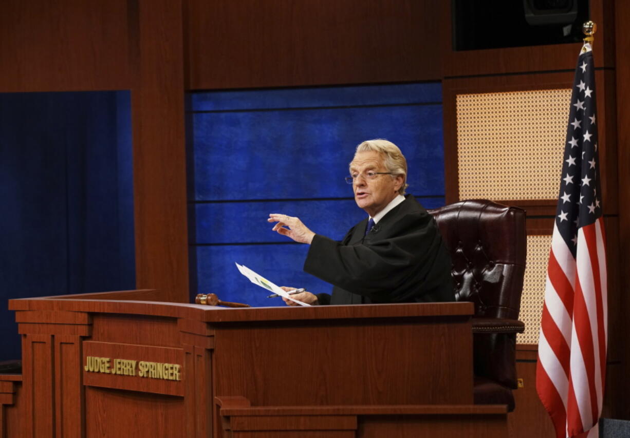 Jerry Springer in a scene from “Judge Jerry.” NBC Universal Television Distribution on Monday, Nov. 26, 2018, announced the half-hour court program where Springer will hear testimony and render verdicts before a studio audience, that will debut in national syndication in the fall of 2019.