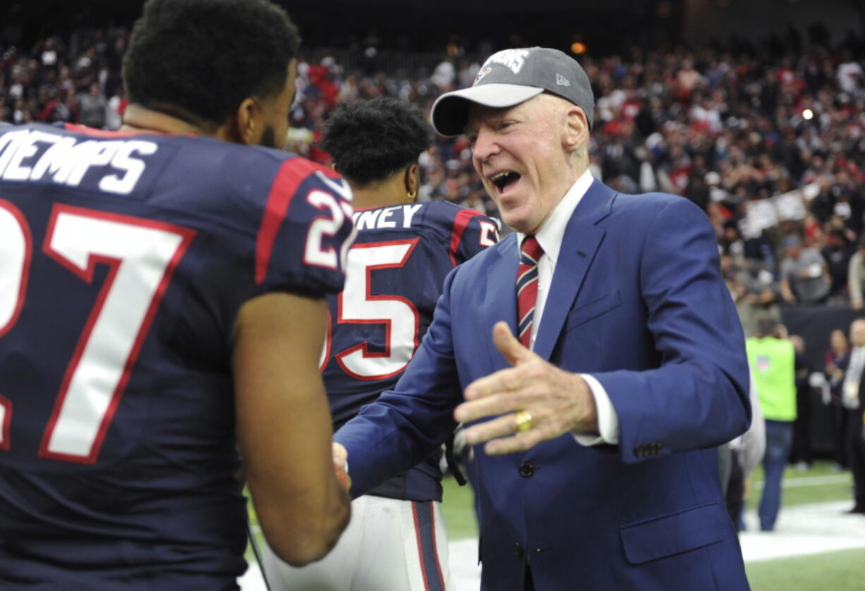 Houston Texans owner Robert “Bob” McNair, right, has died at age 81. One of the NFL’s most influential owners, McNair had battled both leukemia and squamous cell carcinoma in recent years before dying in Houston on Friday, Nov. 23, 2018.