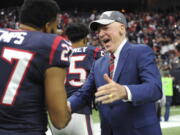 Houston Texans owner Robert “Bob” McNair, right, has died at age 81. One of the NFL’s most influential owners, McNair had battled both leukemia and squamous cell carcinoma in recent years before dying in Houston on Friday, Nov. 23, 2018.