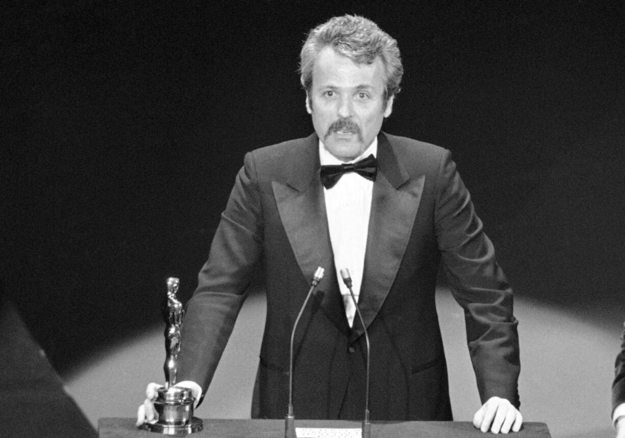 William Goldman accepts his Oscar at Academy Awards in Los Angeles, for screenplay from other medium for “All The President’s Men.” Goldman, the Oscar-winning screenplay writer of “Butch Cassidy and the Sundance Kid” and “All the President’s Men” William Goldman died, Friday, Nov. 16, 2018. He was 87.