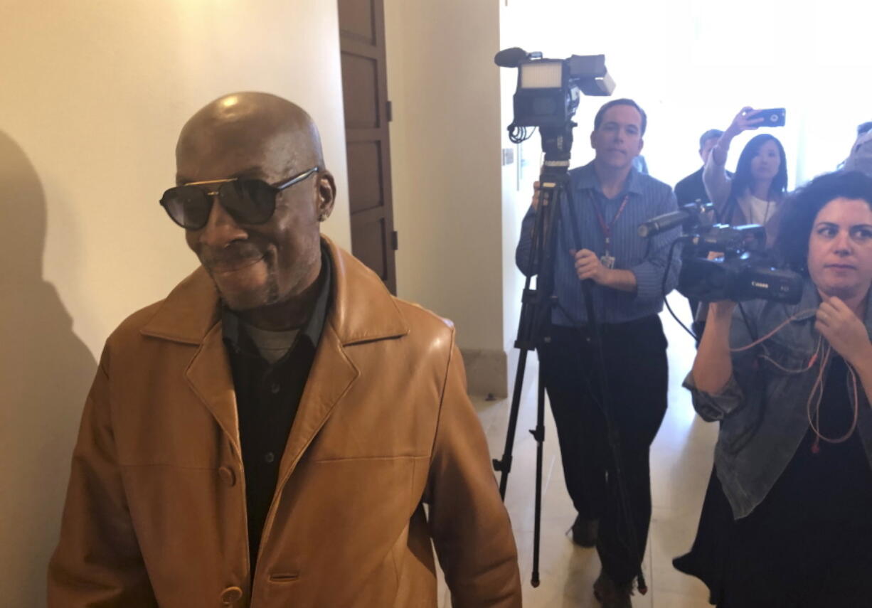 Plaintiff DeWayne Johnson, a school groundskeeper who says Roundup weed-killer caused his cancer, leaves a courtroom in San Francisco on Oct. 10.