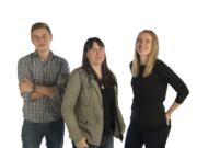 Columbian staff photographer Nathan Howard, left, photo editor Amanda Cowan and staff photographer Alisha Jucevic.