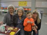 Washougal: Cape Horn-Skye Elementary School student Jamison Douglas was joined at Grandparents Day by, from left, great-grandmother Linda Davidson, great-great-grandmother Bert Dolan, and grandmother Angela Cummings.