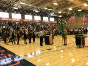 Ridgefield: The Boy Scouts present the colors at a Veterans Day assembly at Ridgefield High School.