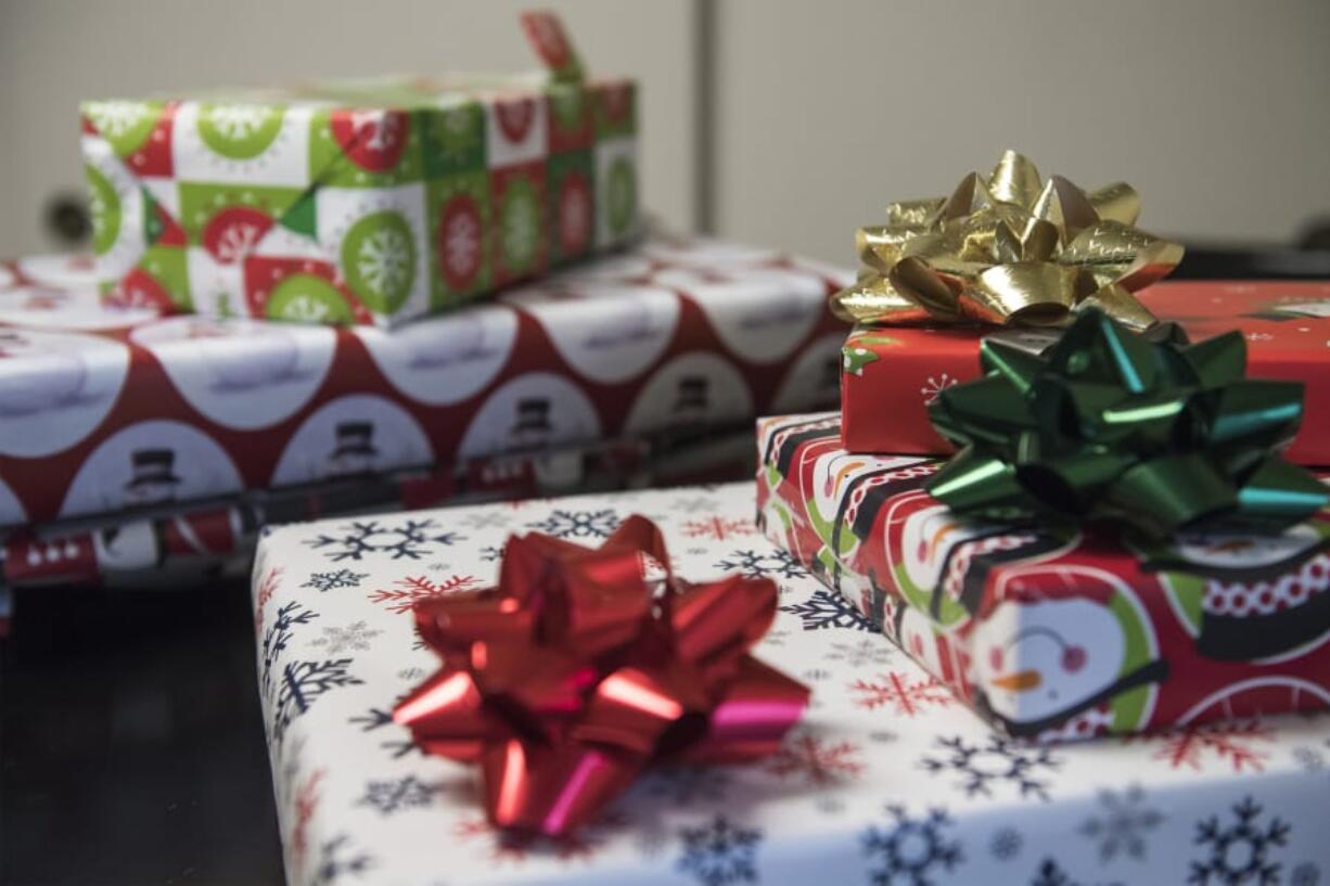 Gifts donated to the Clark County Veterans Assistance Center are seen Monday afternoon.