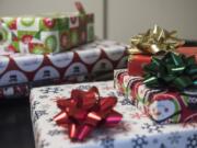 Gifts donated to the Clark County Veterans Assistance Center are seen Monday afternoon.