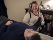 Jennifer Hickel works with a client during an ortho-bionomy session. Hickel recently opened Clark County’s first ortho-bionomy practice.