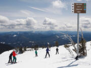 Skiers take in the views from the Mt. Hood Meadows Ski Resort last season near the top of the Vista Express high-speed chairlift. The Vista Experience, a specially groomed run, will allow beginners to get higher on the mountain and learn basic skills more quickly. Photos courtesy Mt.