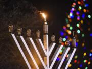 The menorah was lit at Esther Short Park during the annual menorah lighting ceremony, Tuesday December 12, 2017.