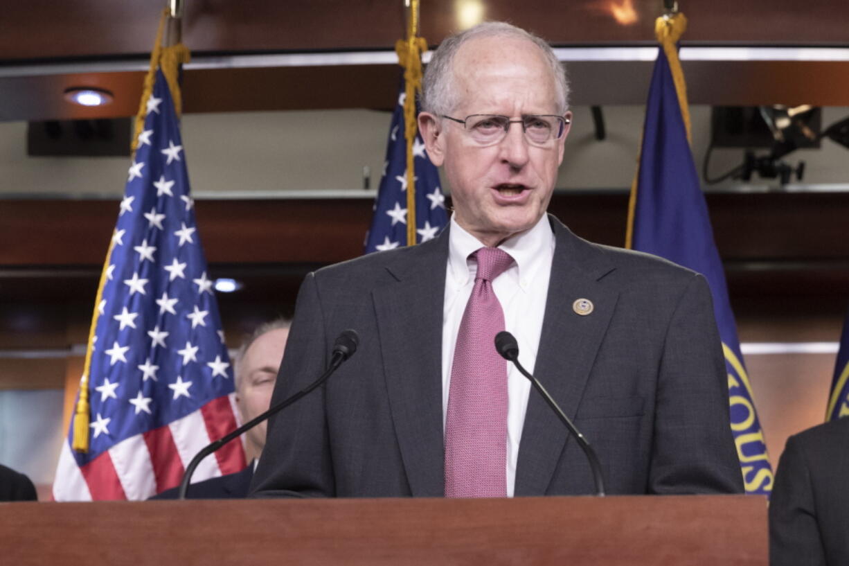 FILE - In this May 16, 2018, file photo, House Agriculture Committee Chairman Mike Conaway, R-Texas, speaks about the farm bill during a news conference on Capitol Hill in Washington. The House easily passed on Dec. 12, the farm bill, a massive legislative package that reauthorizes agriculture programs and food aid. (AP Photo/J.