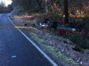 The aftermath of a fatal crash Monday morning on Northeast Kelly Road near Yacolt. The driver and lone occupant, a 17-year-old boy, was killed.