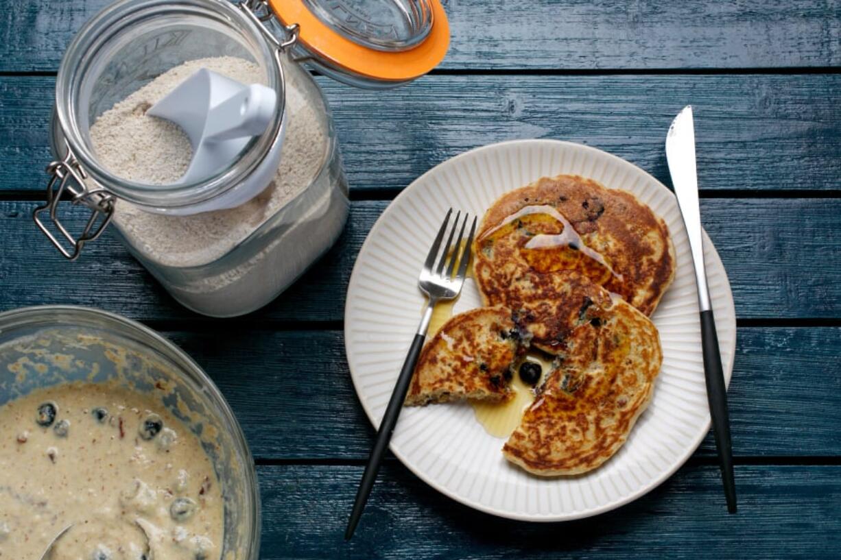 Whole-Wheat Almond Pancakes and mix.