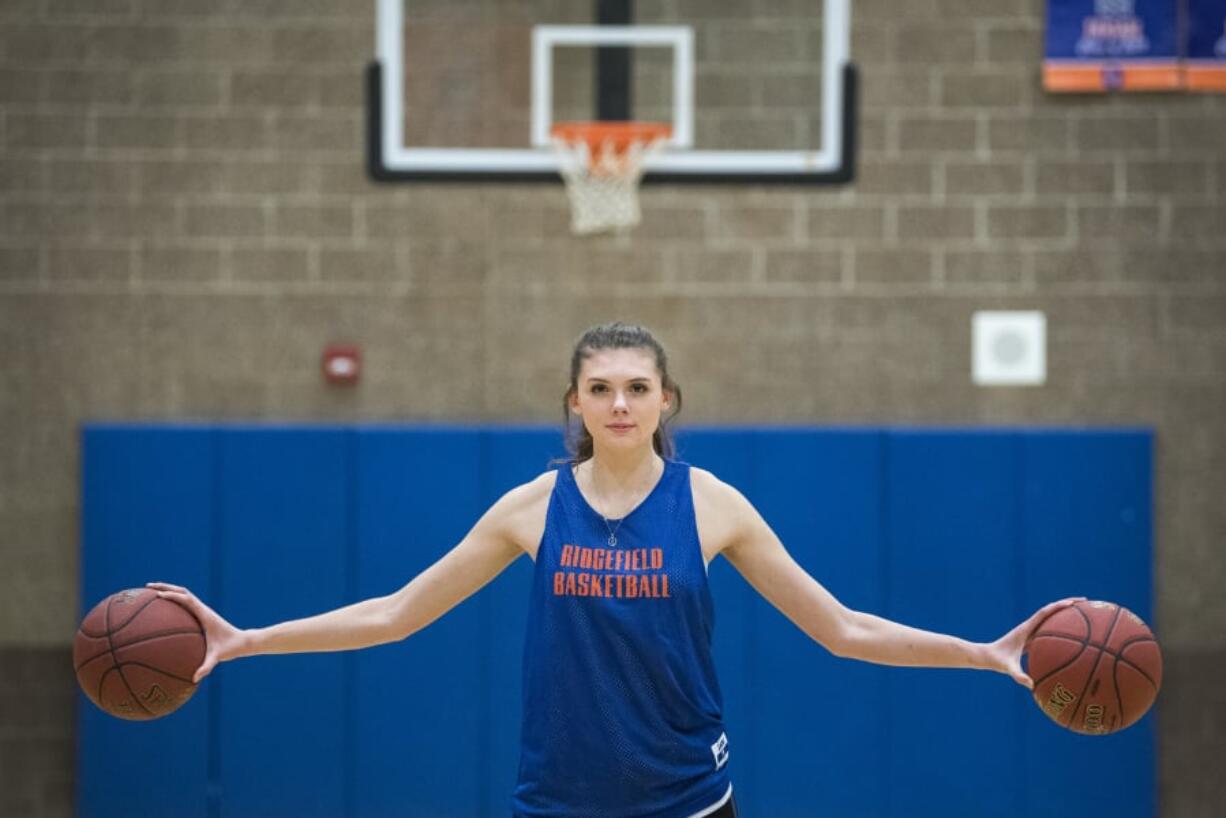 Ridgefield sophomore Alicia Andrew is averaging 12 points, 14 rebounds and five blocks a game. Standing nearly 6-foot-4 and with a 6-foot-8 wingspan, she has quickly become one of the better post players in the 2A Greater St. Helens League.