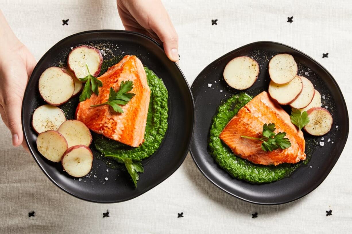 Salmon With Parsley Puree.