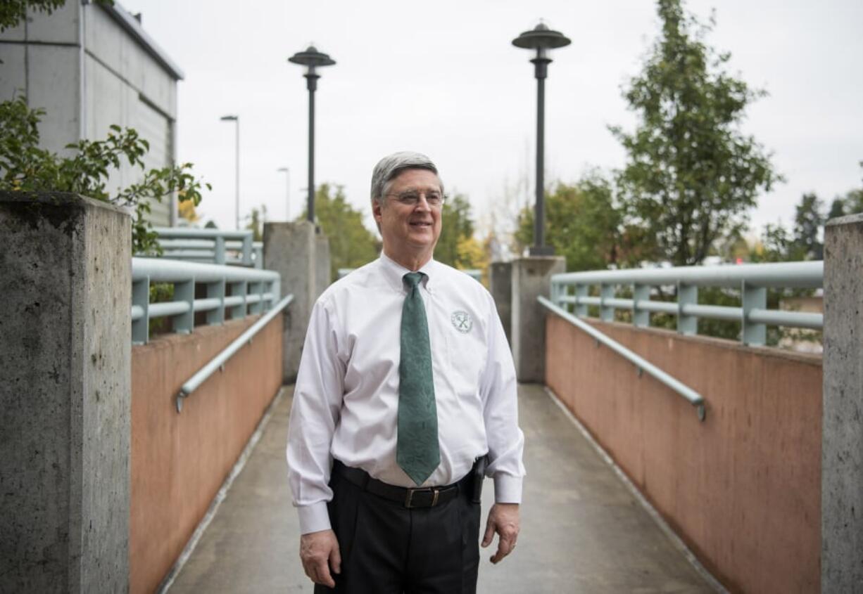 Retired Clark County Treasurer Doug Lasher is pictured at the Public Service Center in Vancouver.