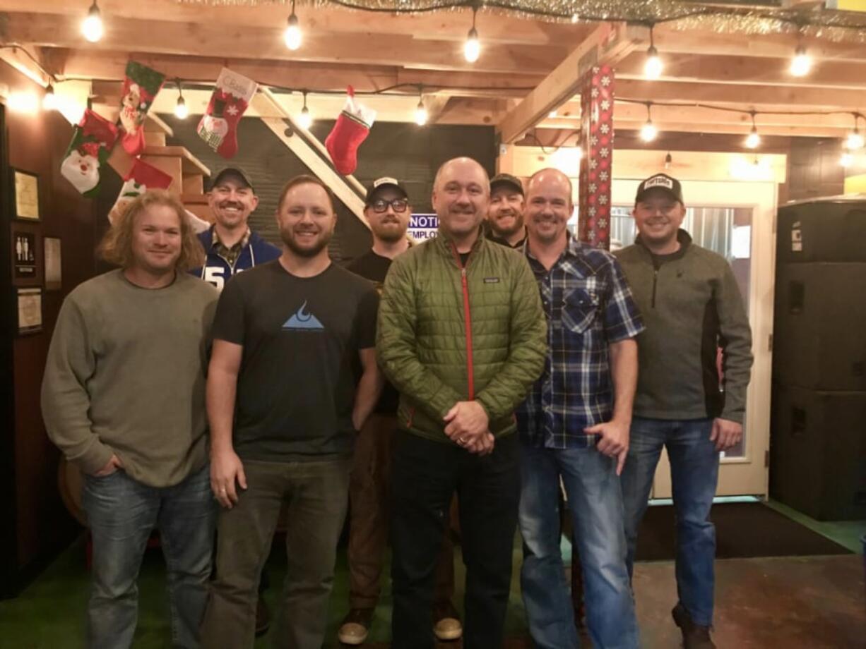 Members of the Northbank Brewers Alliance gathered recently at Trap Door Brewing in Vancouver.