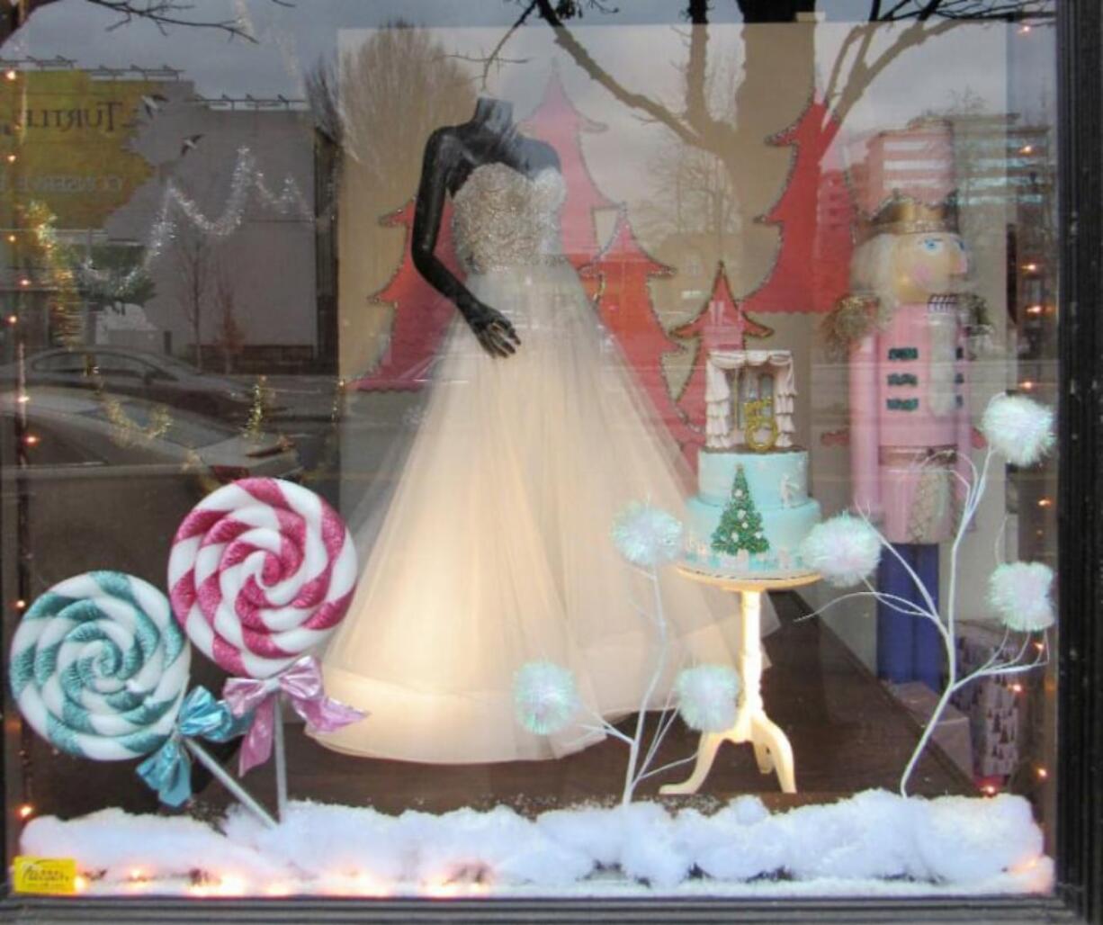 Esther Short: Sincerely The Bride earned the Most Original Window award from the Vancouver's Downtown Association’s 2018 Holiday Storefront Window Contest.