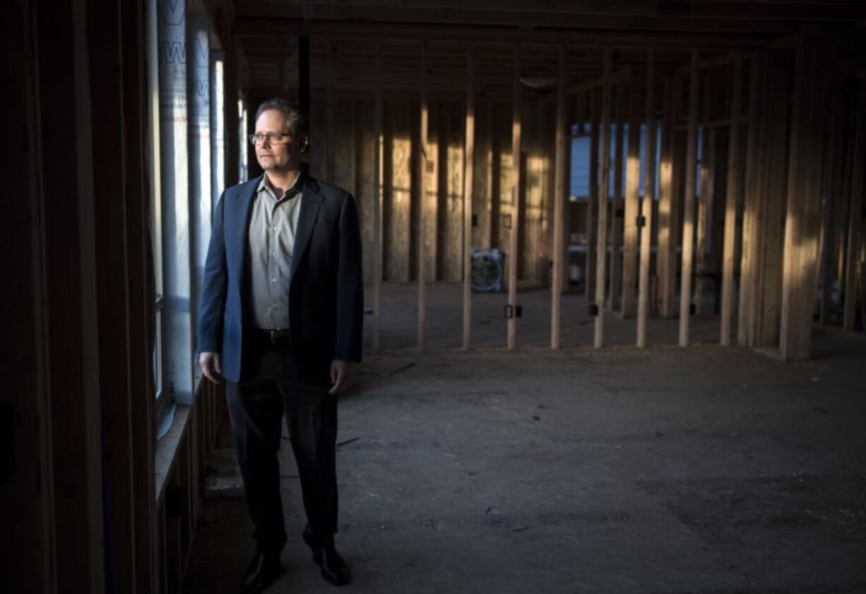 “I fell in love with the idea of building homes for people. My favorite part of the job is building teams and seeing people grow.” Pacific Lifestyle Homes founder Kevin Wann walks through one of the Pacific Lifestyle Homes under construction at the Seven Wells Estates community in Ridgefield.