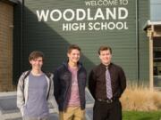 Orion Hollar, from left, Michael Gabalis and Evan Ailinger are Woodland High School seniors who each earned a perfect 800 score on the math section of the SAT. They credited family and careful preparation.