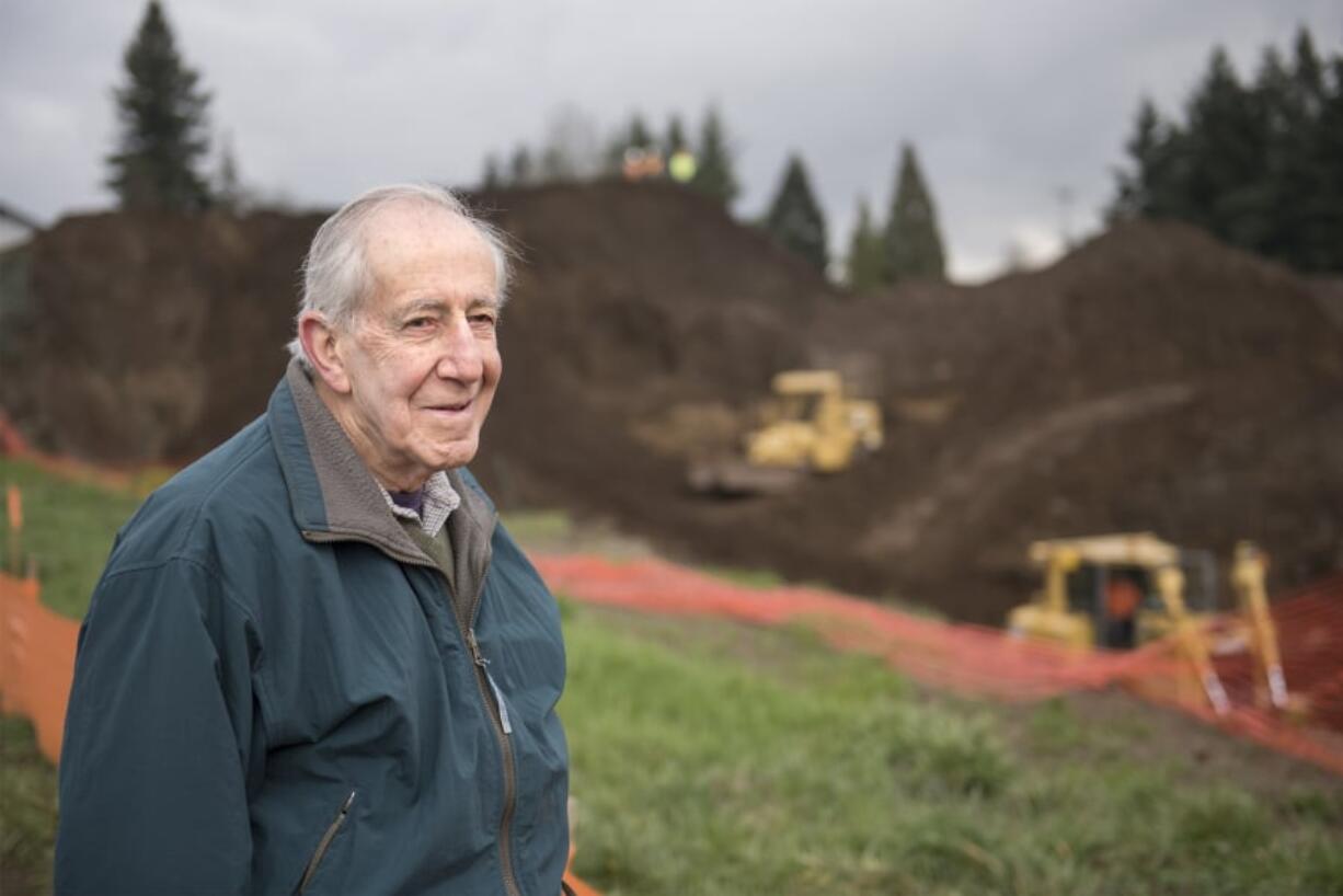 Nathan Howard/The Columbian Julian Levi, an immigrant from what is now Zimbabwe and longtime Clark County resident, was curious about extensive excavation at the corner of Northeast Hazel Dell Avenue and Northeast Anderson Street.