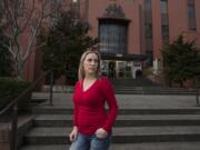 Jeanie Kitterman, who is trying to find help for her mentally ill son, Cameron Kitterman, 21, is pictured outside the Clark County Courthouse.