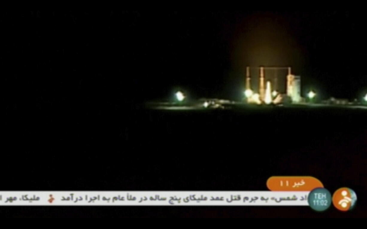 In this frame grab from Iranian state TV, a video, a rocket carrying a Payam satellite is launched at Imam Khomeini Space Center, a facility under the control of the country’s Defense Ministry, in Semnan province, Iran, Tuesday, Jan. 15, 2019. According to Telecommunications Minister Mohammad Javad Azari Jahromi, the rocket failed to reach the “necessary speed” in the third stage of its launch.